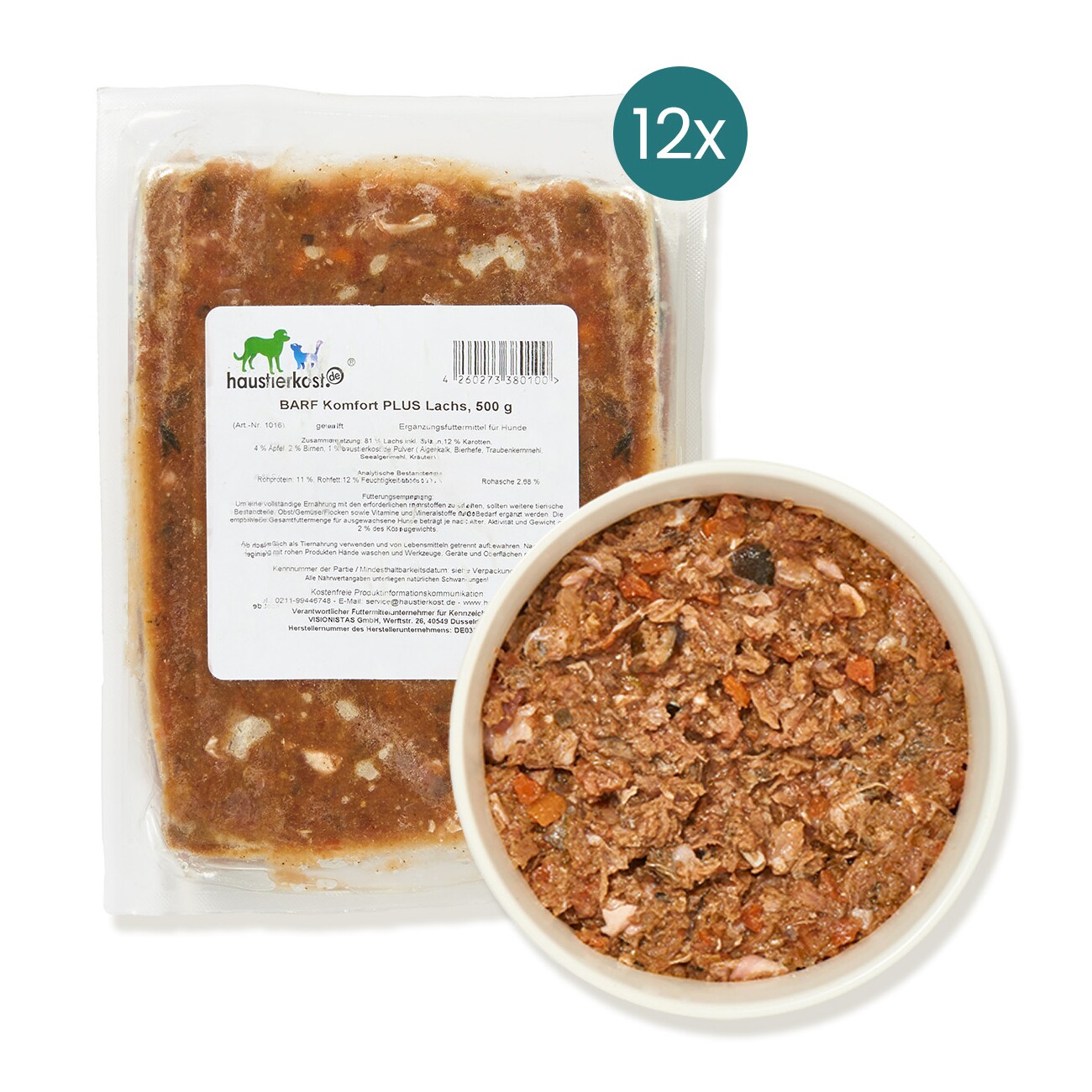 haustierkost.de BARF Komfort PLUS Lachs Frostfutter 12 x 500 g