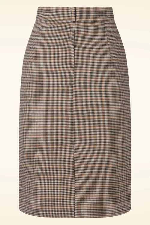 Vixen Button check pencil rok in bruin