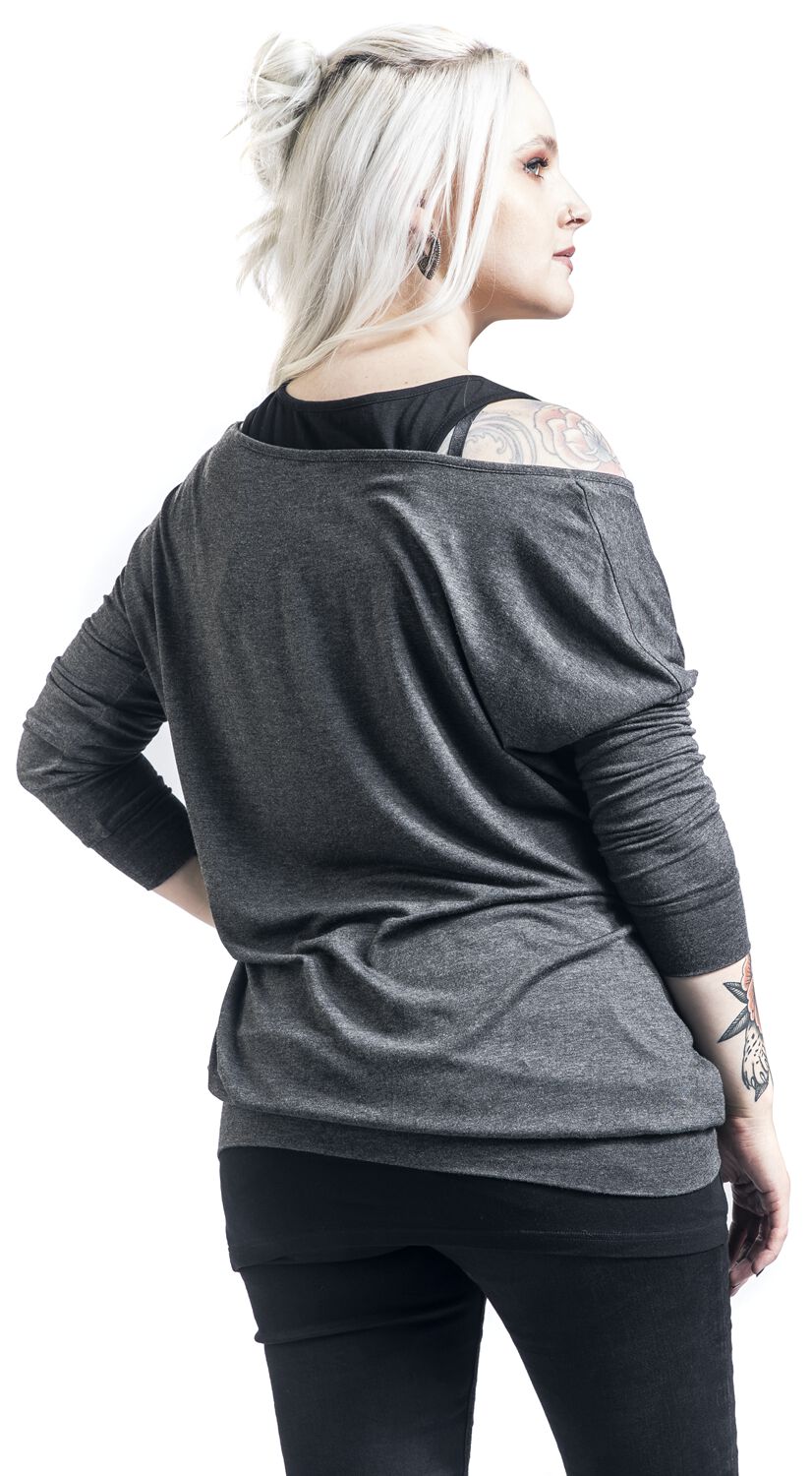 Haut Manches Longues Double Épaisseur Avec Imprimé à l'Avant | Rock Rebel by EMP T-shirt manches longues