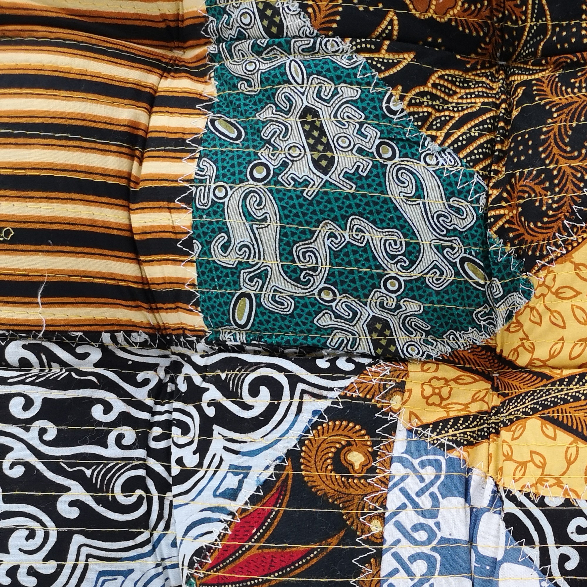 Batik-Patchwork Sitzkissen, multicolor, L 100 cm, B 100 cm, H 7 cm von fischer's lagerhaus