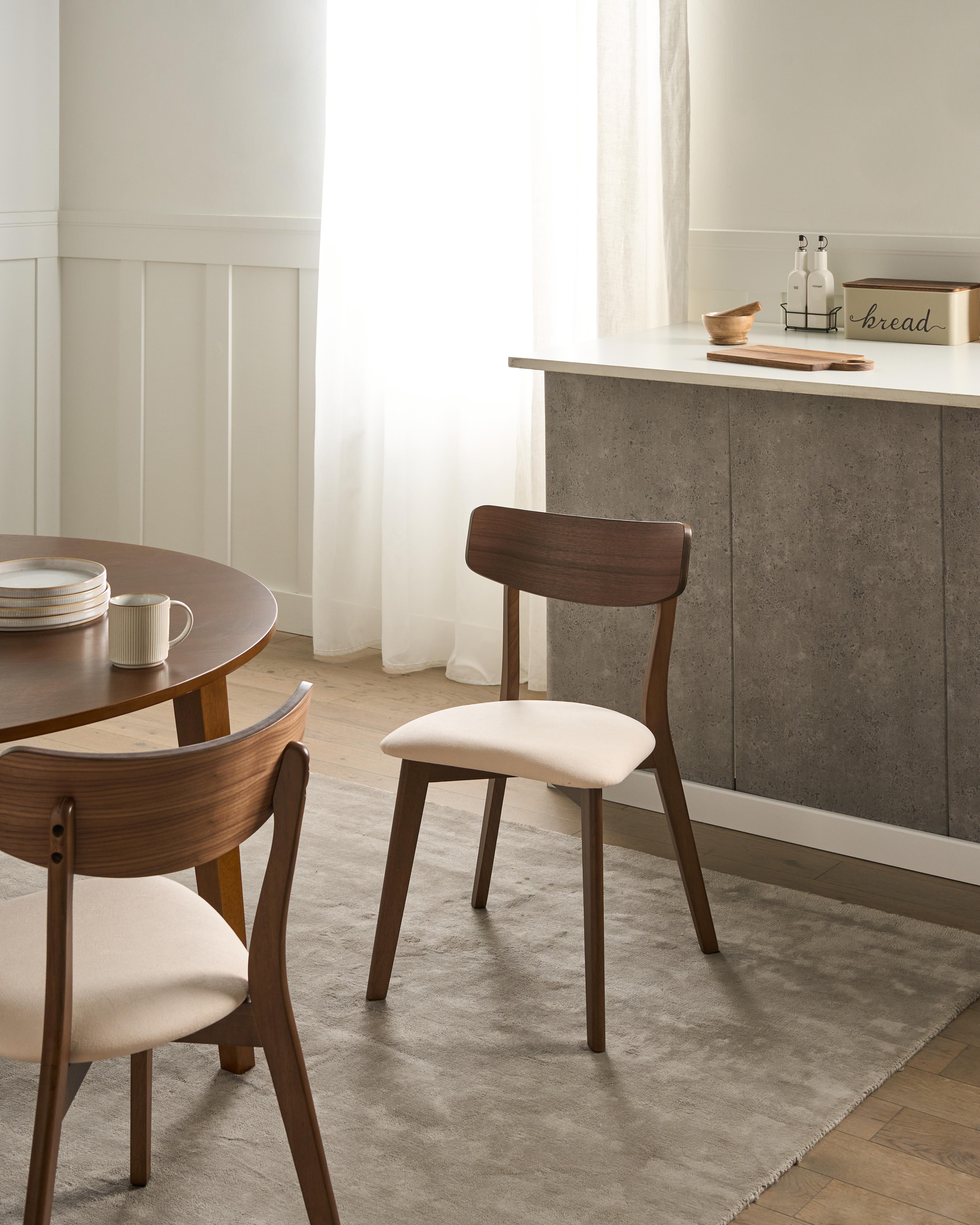 Set van 2 eetkamerstoelen HOPE Hout Gebroken wit/donkerbruin