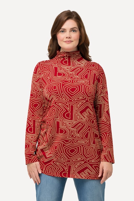 Shirt, Saumband, Stehkragen, Langarm, Biobaumwolle