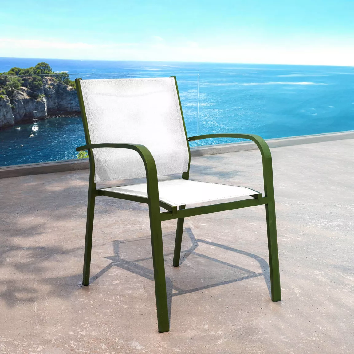 Fauteuil de jardin aluminium empilable Murano Vert olive