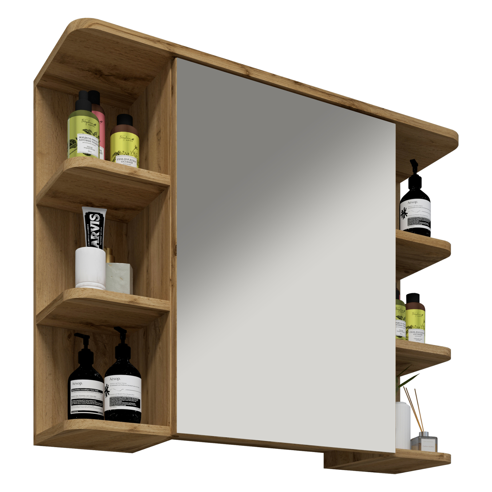 Spiegelschrank NILOSI - Honig Eiche - 80 cm