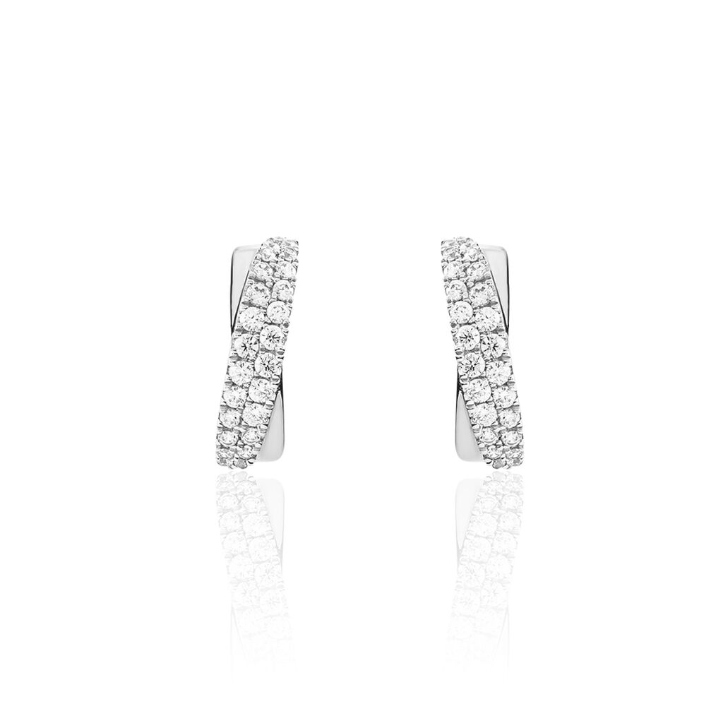 Boucles D'oreilles Puces Aglae Or Blanc Oxyde De Zirconium