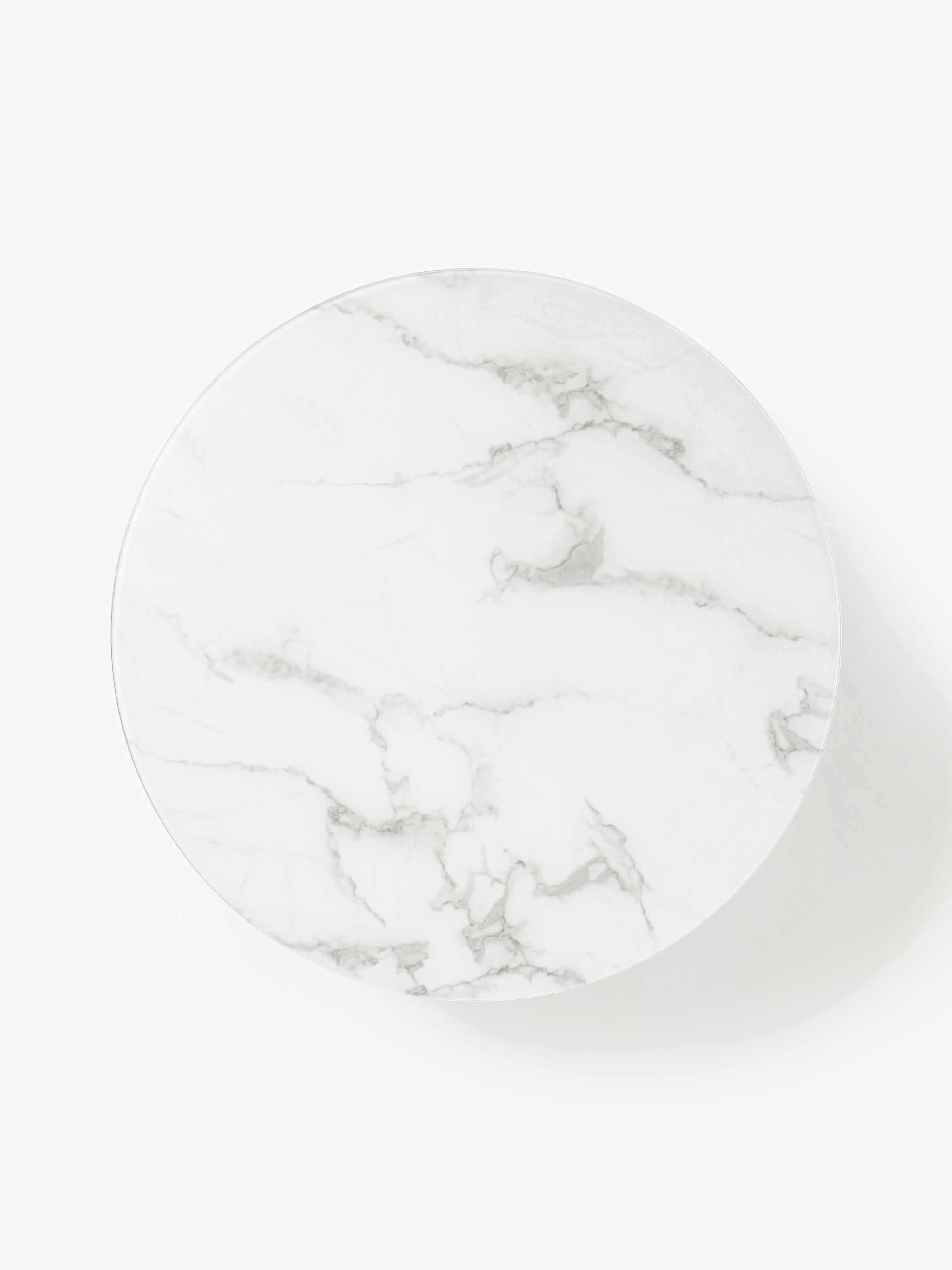 Ronde XL-salontafel Antigua met glazen tafelblad in marmerlook