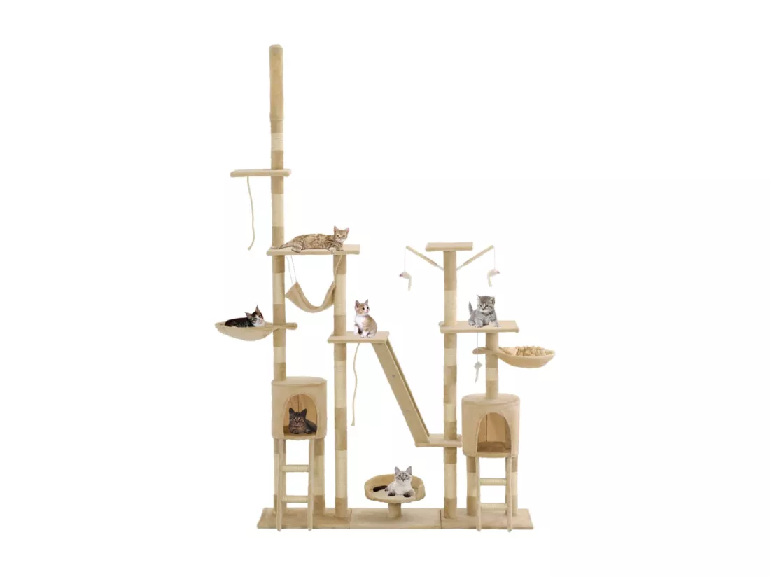 Arbre à chat avec griffoirs en sisal 230-250 cm Beige