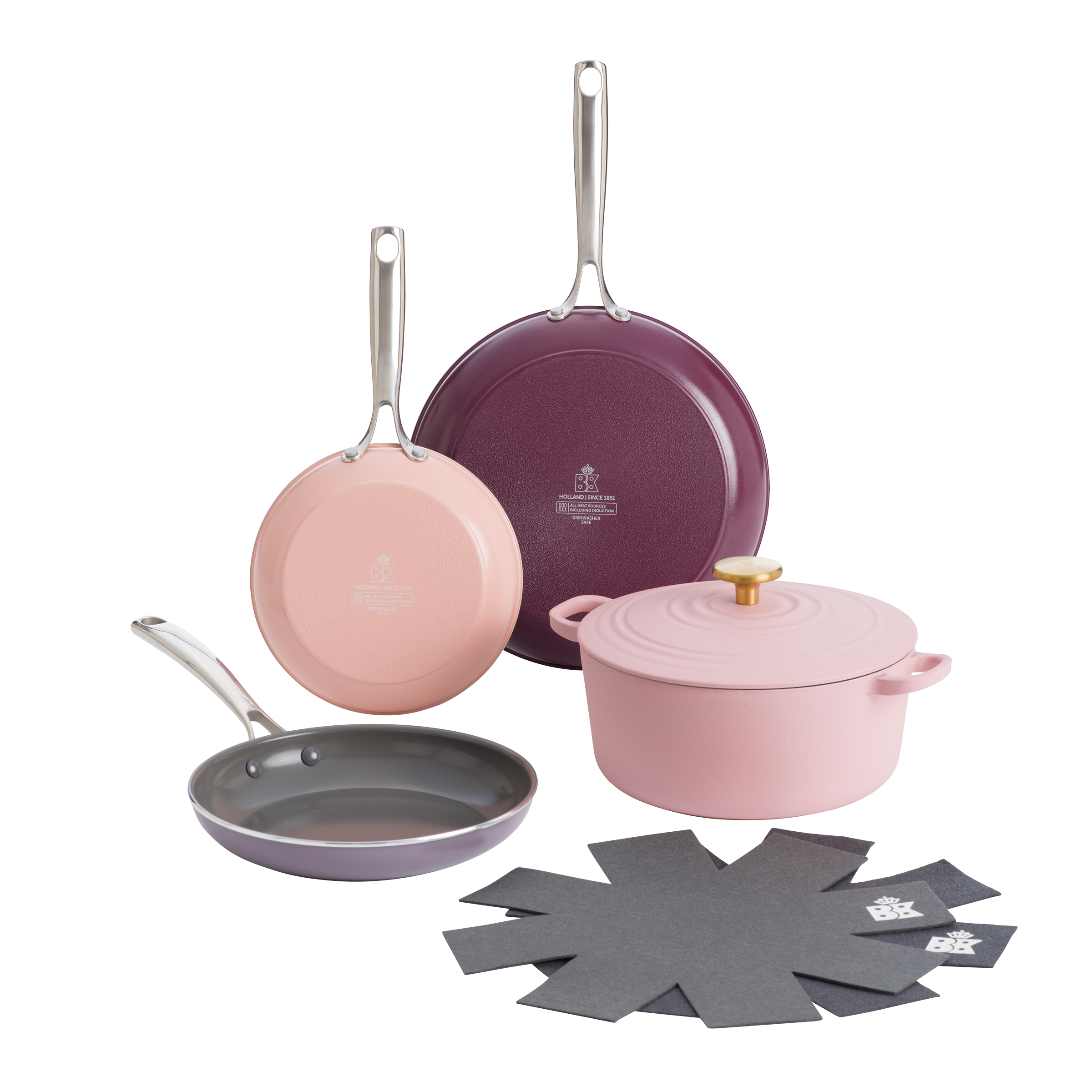 Sky Violet 3-delige koekenpannenset   Braadpan   2 Panbeschermers