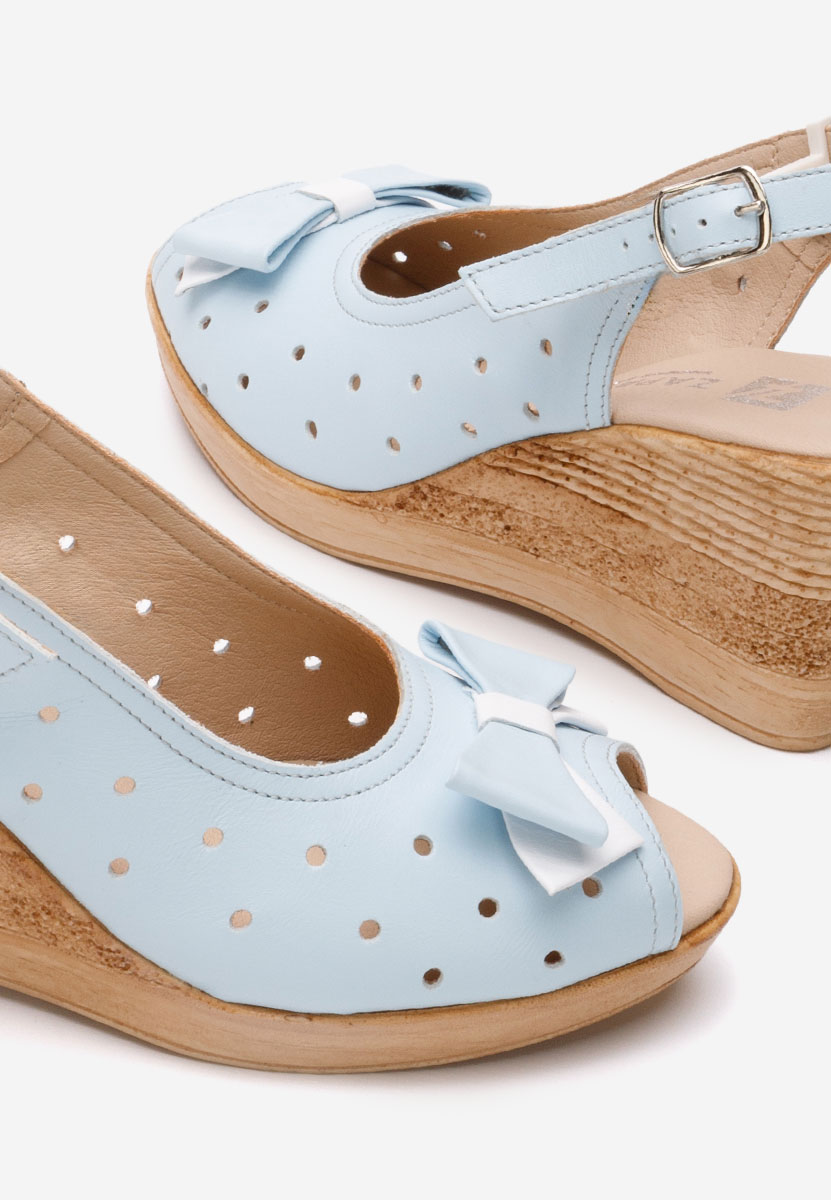 Sandales à plateforme en cuir bleues Breta
