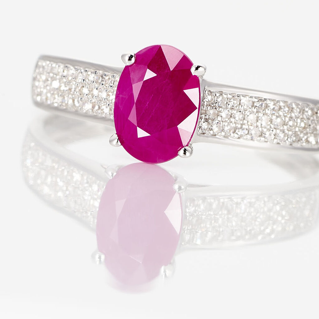 Bague Crista Or Blanc Rubis Et Diamant
