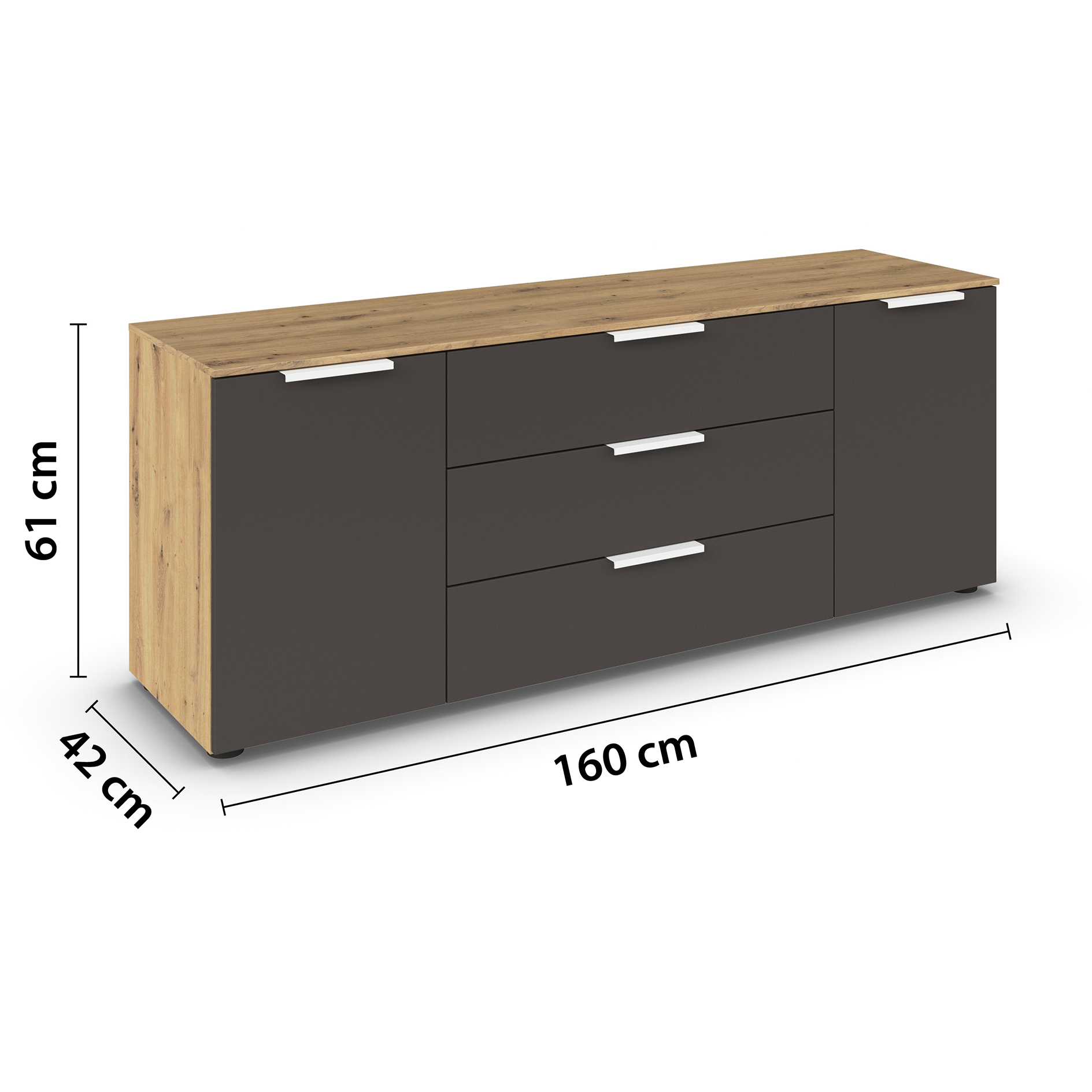 Lowboard - Artisan Eiche-graphit - 160 cm