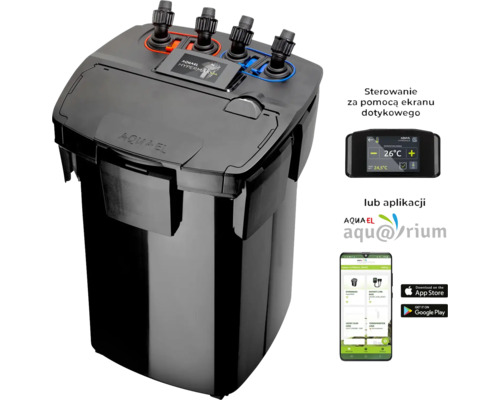 Aquarium Thermo - Buitenfilter Aquael HYPERMAX LINK Buitenfilter voor aquaria tot ca. 1500 l, doorstroming elektronisch regelbaar via app tot 4500 l/u, 18-36 W, geïntegreerde verwarming regelbaar via app 2x 150 W, 24 V spanning, filtervolume ca. 15,9