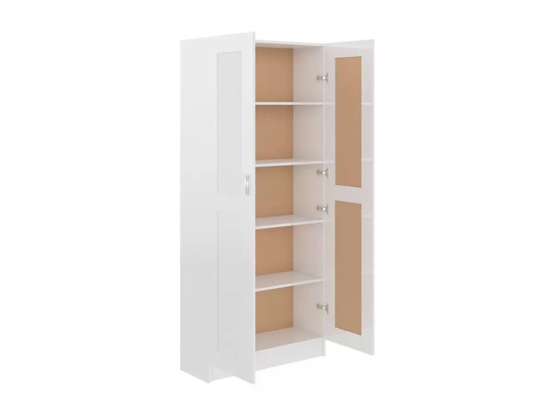 Bibliothèque Blanc brillant 82,5x30,5x185,5 cm Aggloméré
