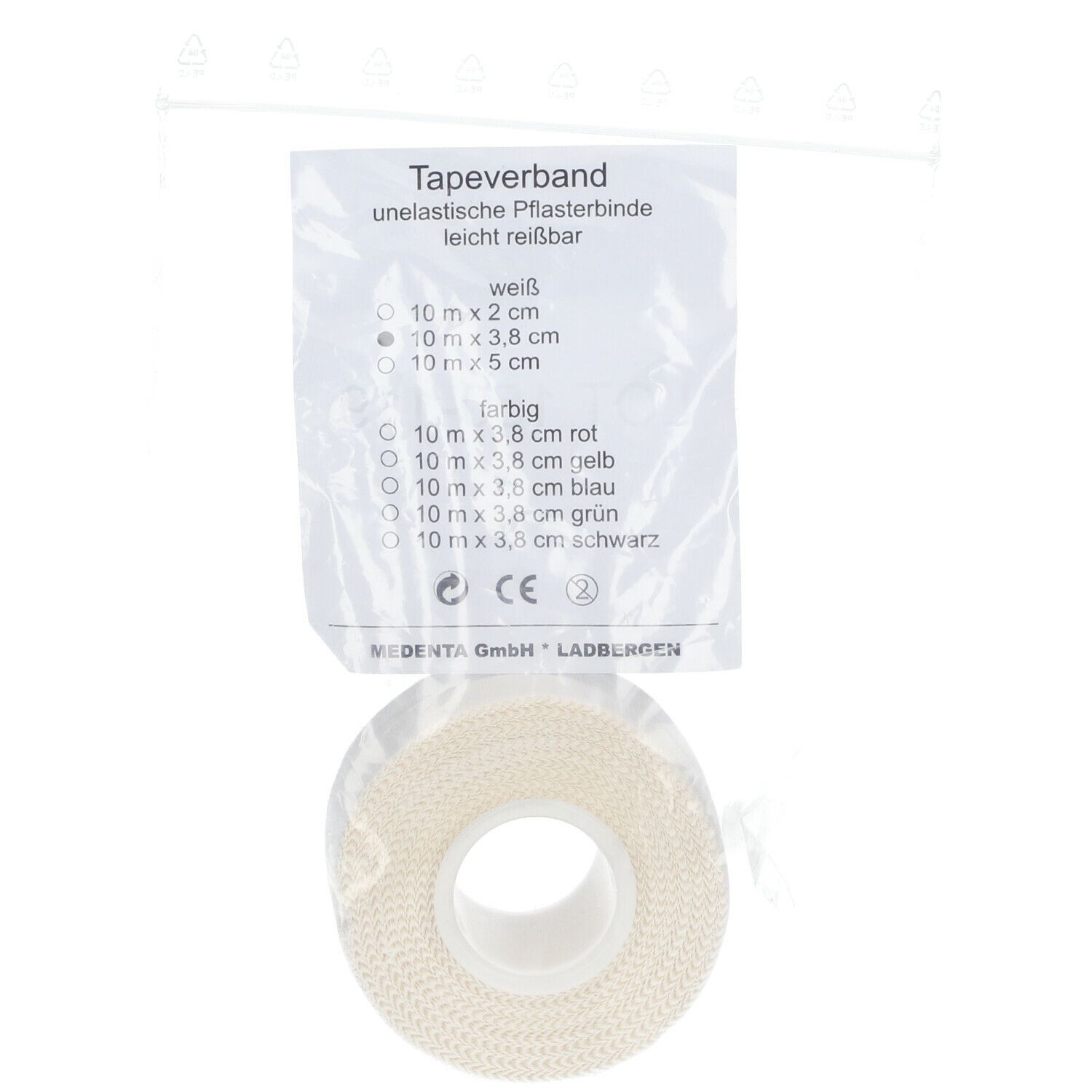 Tapeverband weiß 10 m x 3,8 cm