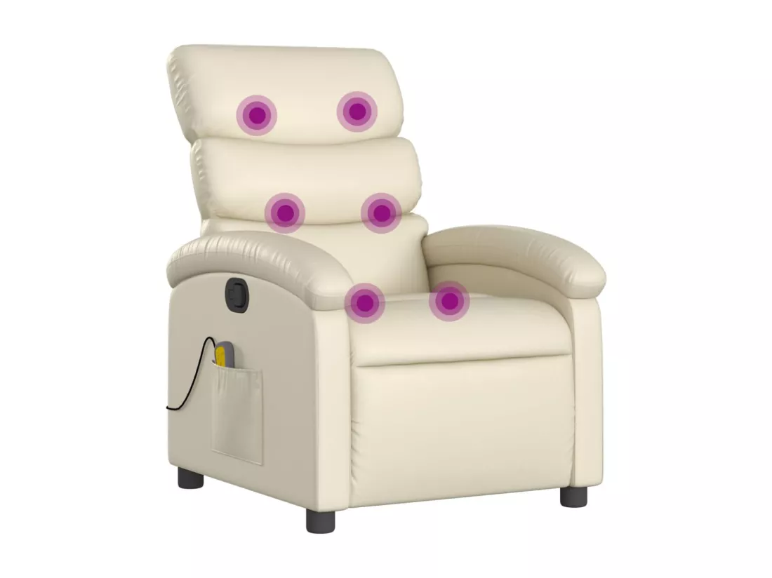 Fauteuil inclinable de massage Crème Similicuir