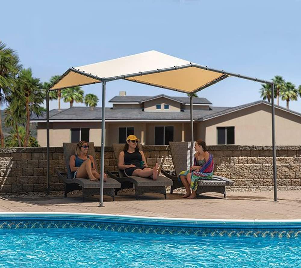 ShelterLogic Stahl Pavillon Canopy Pacifica 10x10 | Beige | 317x317x271 cm | UV- & witterungsbeständig | Reißfeste 300D-Plane | Pulverbeschichteter Stahlrahmen | Einfacher Aufbau