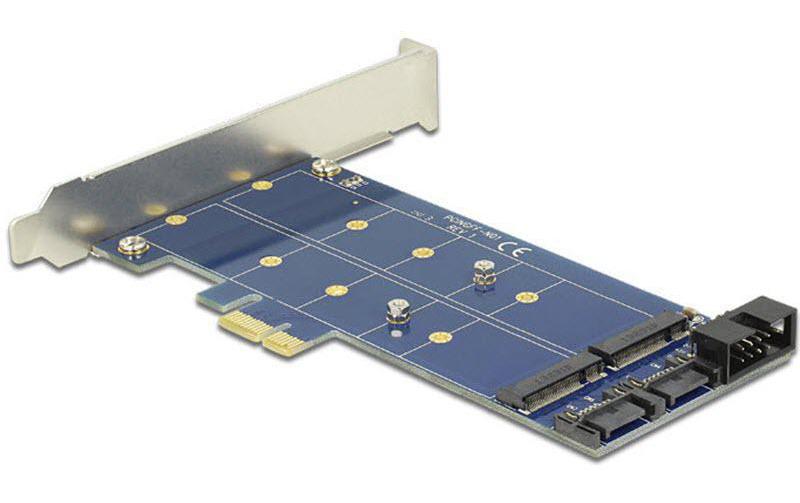 Host Bus Adapter Controller PCI-Ex1 - M.2, 2PortPCI Express Karte mit zwei M.2 NGFF Slots