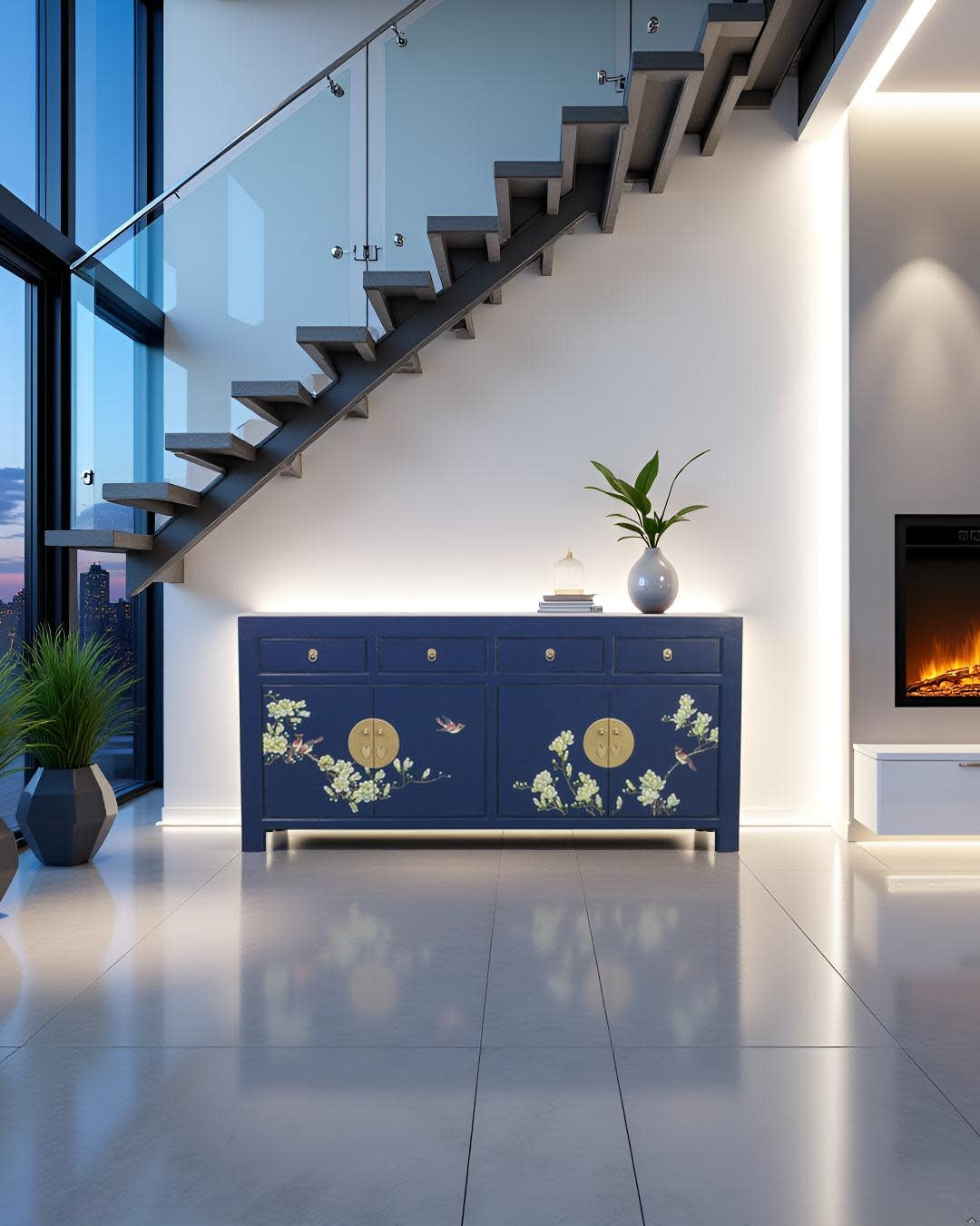 Fine Asianliving Chinese Dressoir Midnight Blauw