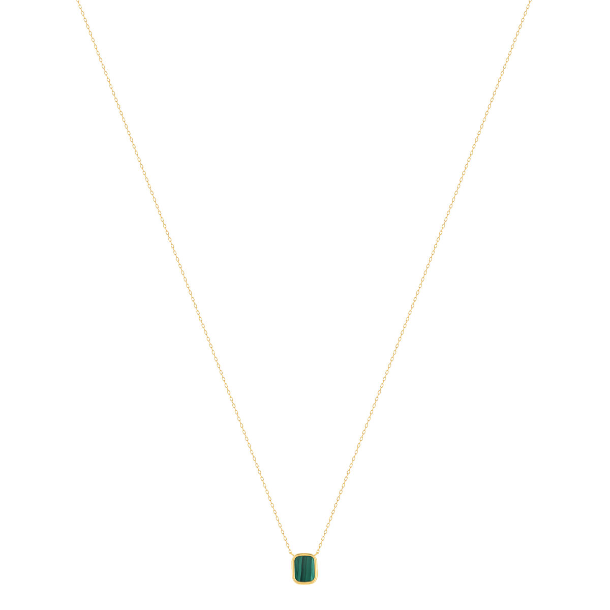 Collier or 750 jaune malachite rectangulaire 45 cm