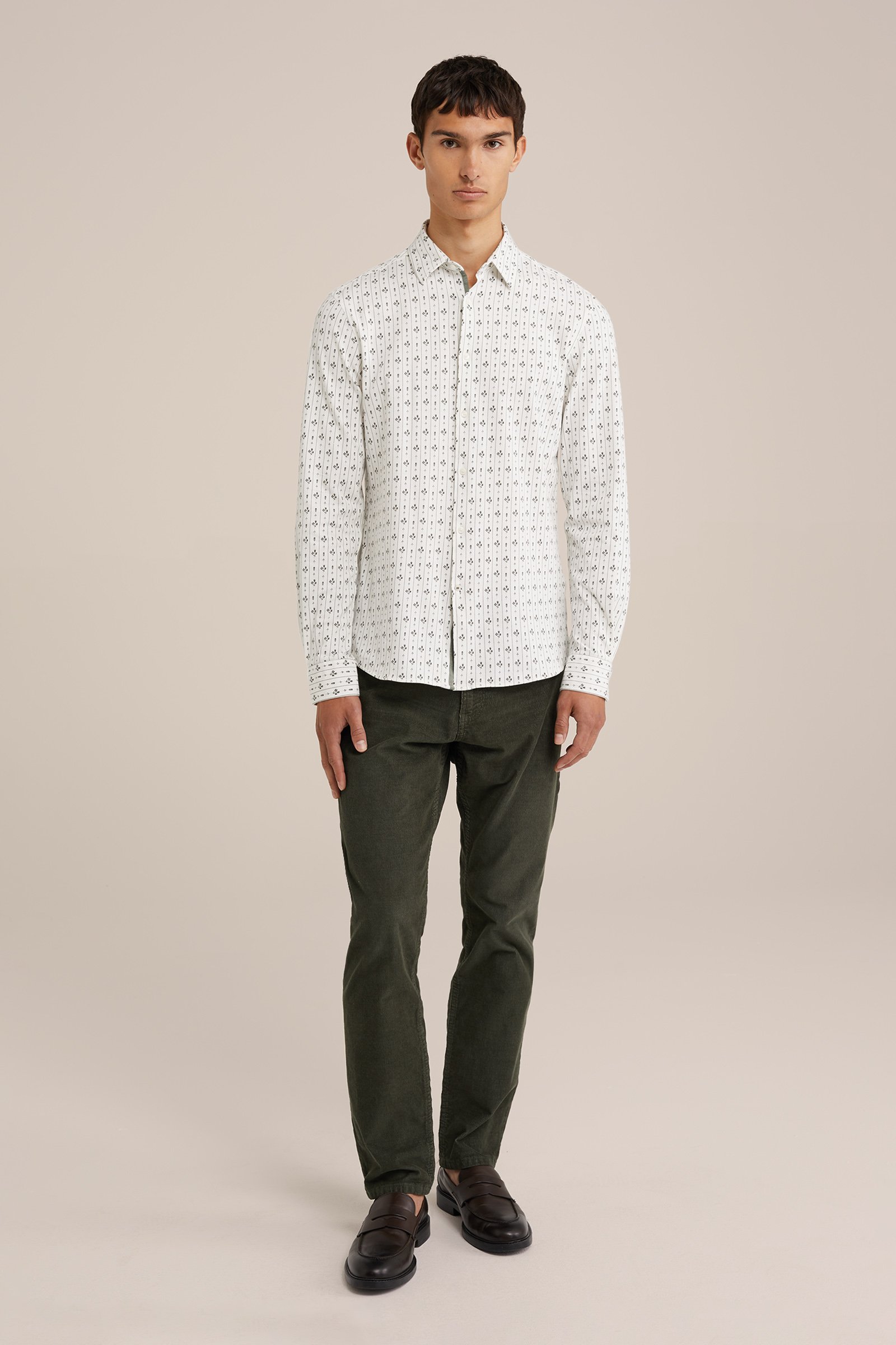 jersey overhemd met dessin WE Fashion Gebroken wit