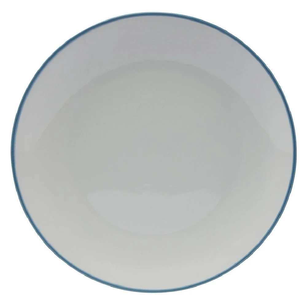 Lot de 4 assiettes plates rondes porcelaine blanche avec liseré coloré