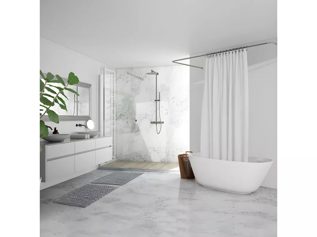 Tapis de salle de bain 40 x 60 cm mini pompon gris - MARIE