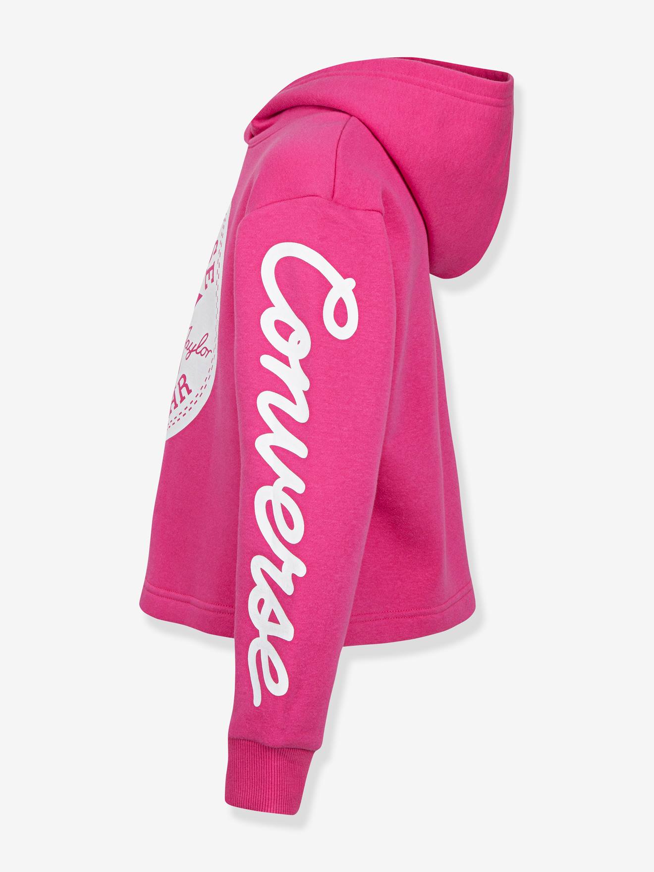 Moletom cropped rosa com patch Converse Chuck