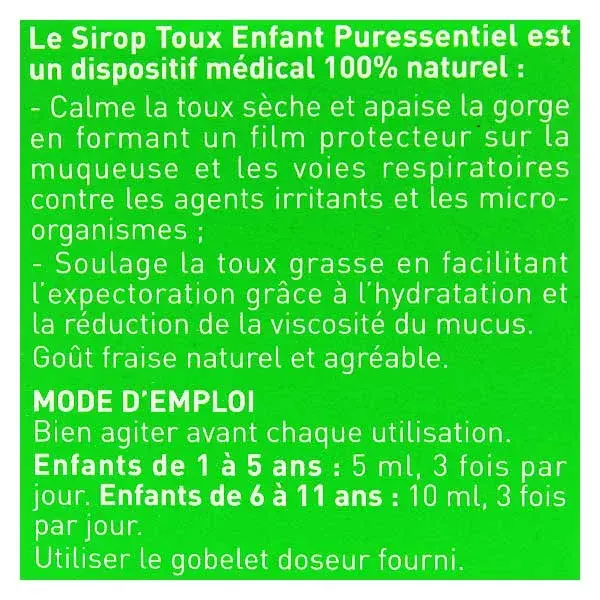 Puressentiel Respiratoire Sirop Toux Enfant 140ml