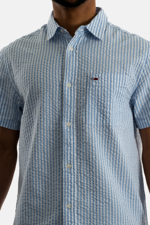 Chemise manches courtes tommy jeans reg stripe seers c3s white / moderate blue