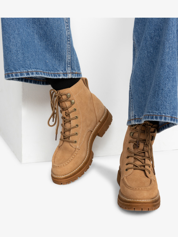 Work It Bottines à lacets Beige Femme
