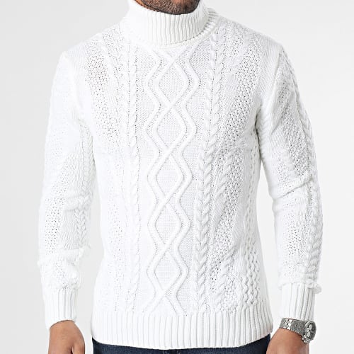 Pull Col Roulé Blanc