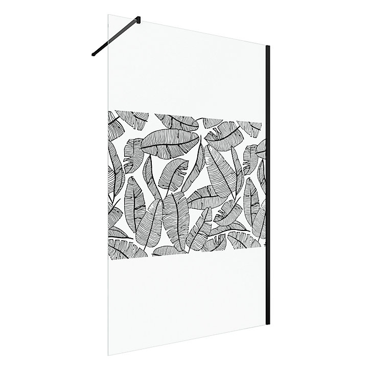 Paroi de douche à l'italienne noir Galedo Jungle sérigraphié 120cm