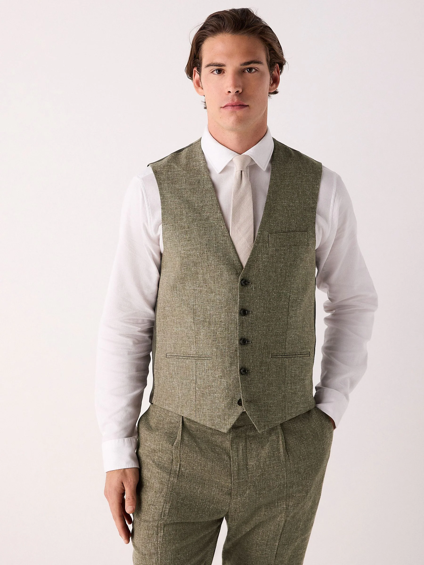 Groen - Gilet van linnenmix