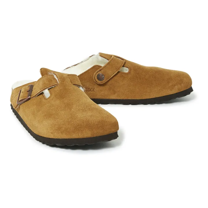 BIRKENSTOCK Sabots Boston Fur Cuir Suede - Collection Adulte | Camel