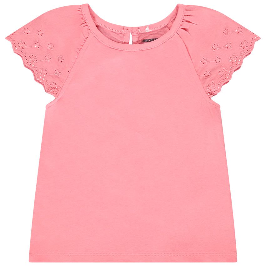 T-shirt manches courtes en broderie anglaise pour bébé fille - Multicolore