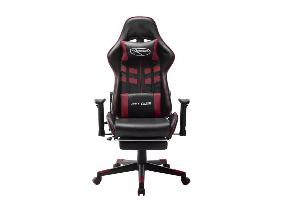 Chaise de jeu avec repose-pied Noir et bordeaux Cuir artificiel