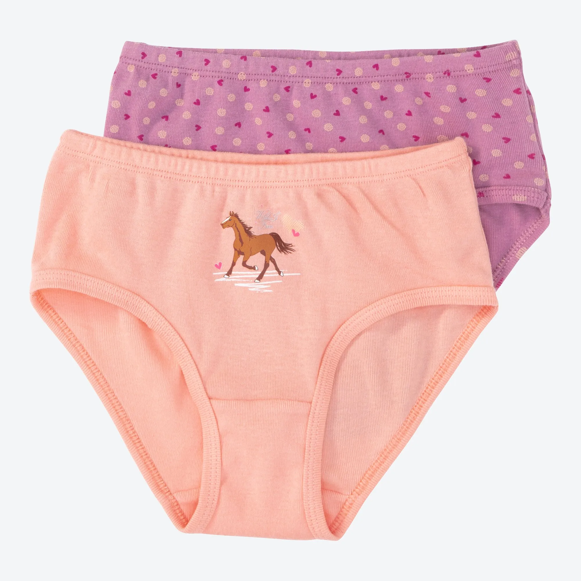 Mädchen-Slip mit Pferde-Aufdruck, 2er-Pack