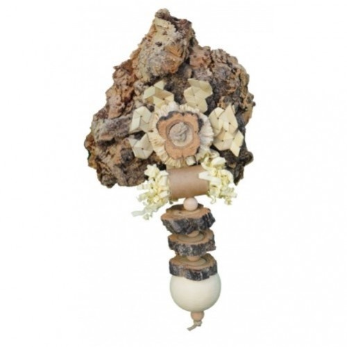 Brinquedo natural para triturar, moldura de cortiça, cor de madeira.