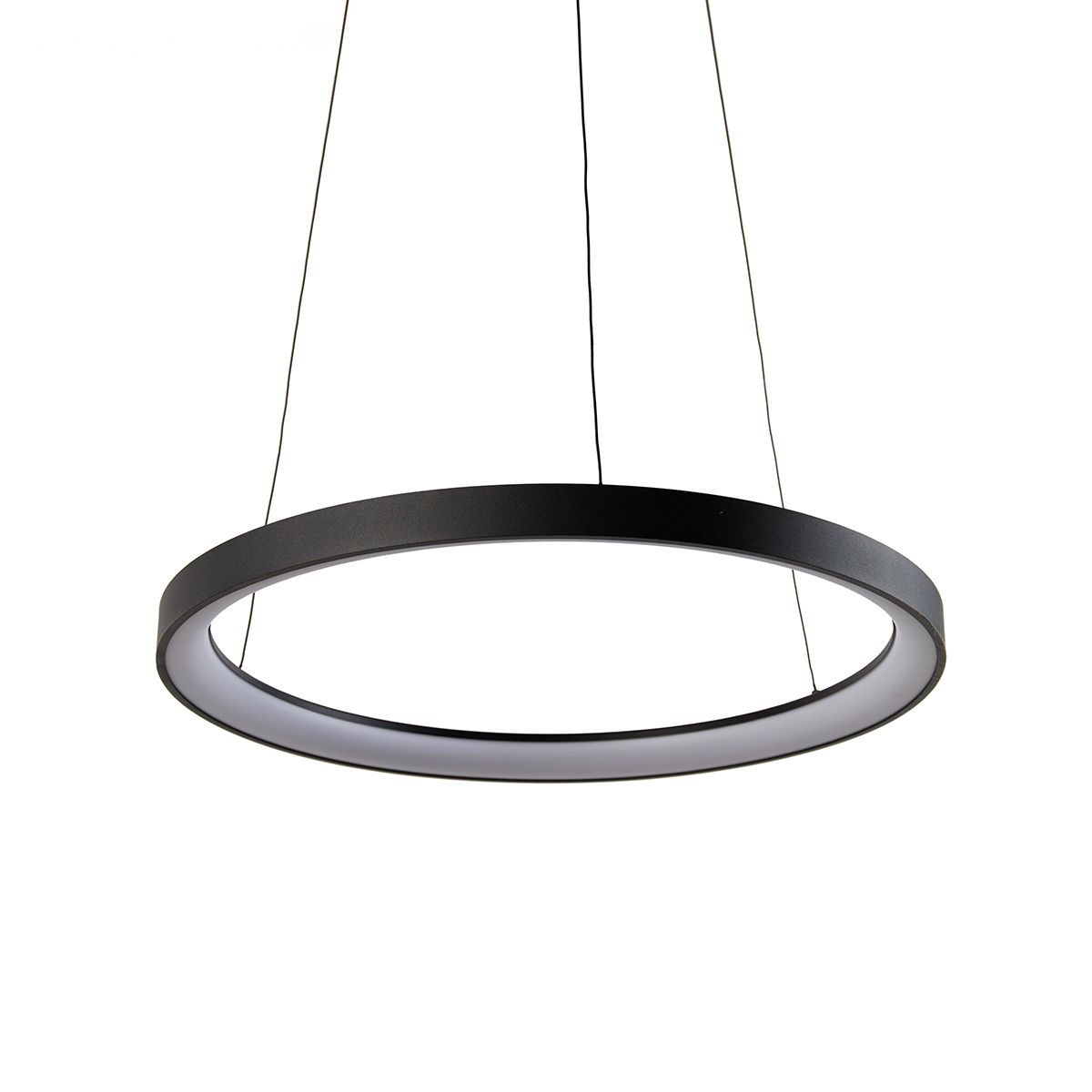 Design hanglamp zwart incl. LED dimbaar easylift - Hoop
