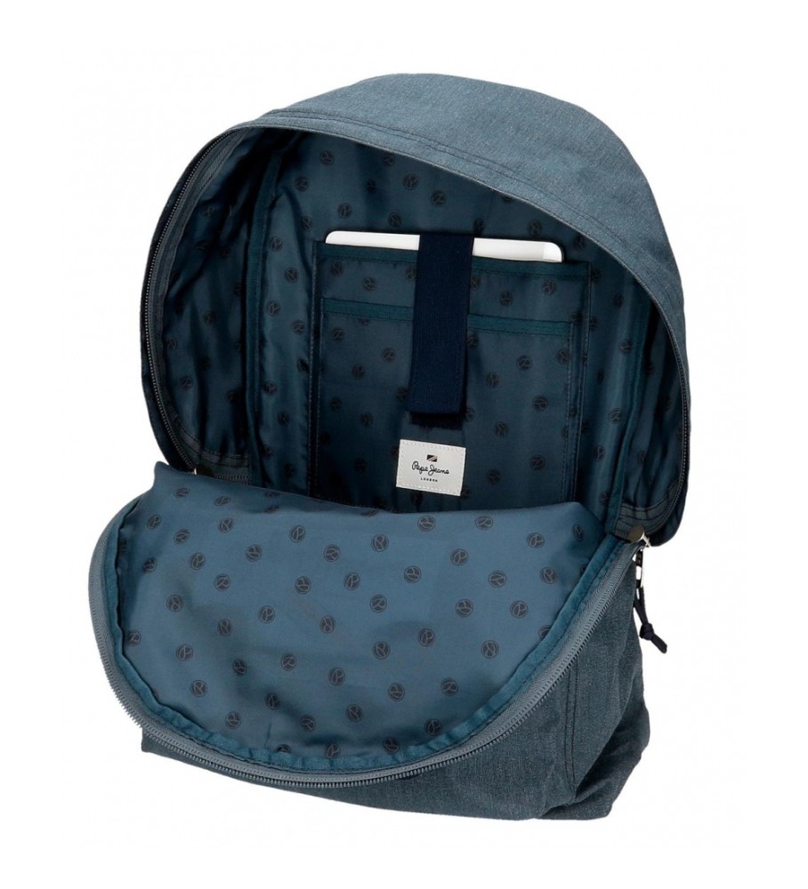 Mochila escolar adaptável Pepe Jeans Kay com rodinhas azul-escuras
