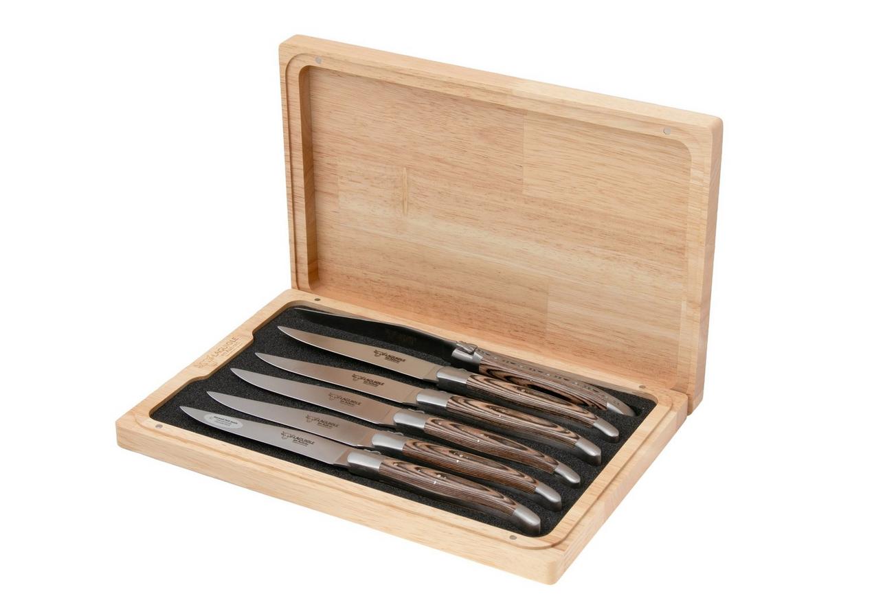 Laguiole en Aubrac 62C12PKMIH Brown Pakkawood Matt, 6-delige steakmessenset