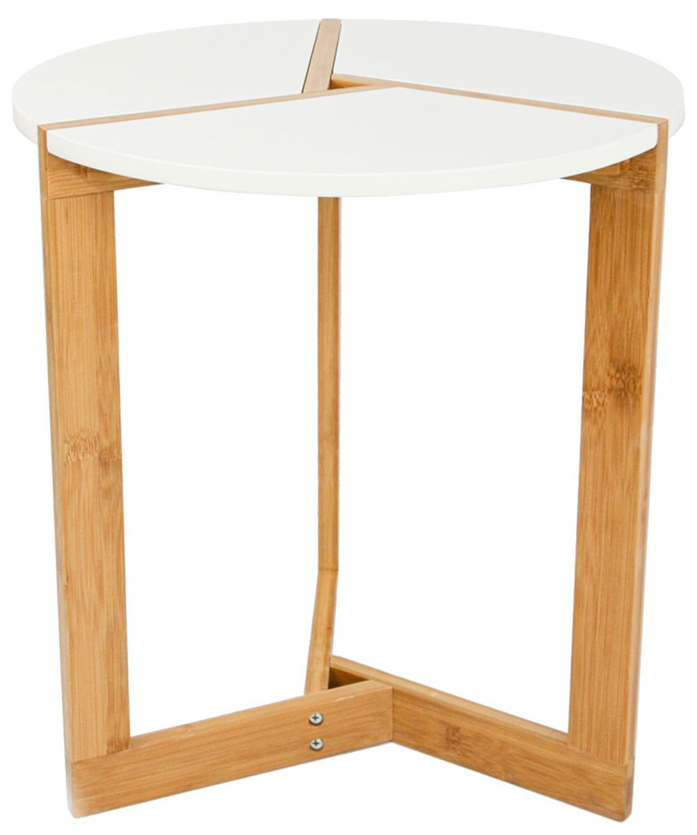 Nordic Style Beistelltisch 40 x 45 cm Holz Tisch Rund Couchtisch Nachttisch Weiß