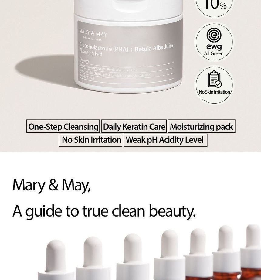 Mary&May - Gluconolacton (PHA) + Betula Alba sapreinigingspad