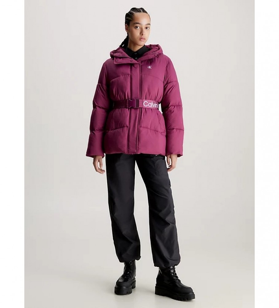 Jaqueta de nylon rosa com cinto da Calvin Klein Jeans