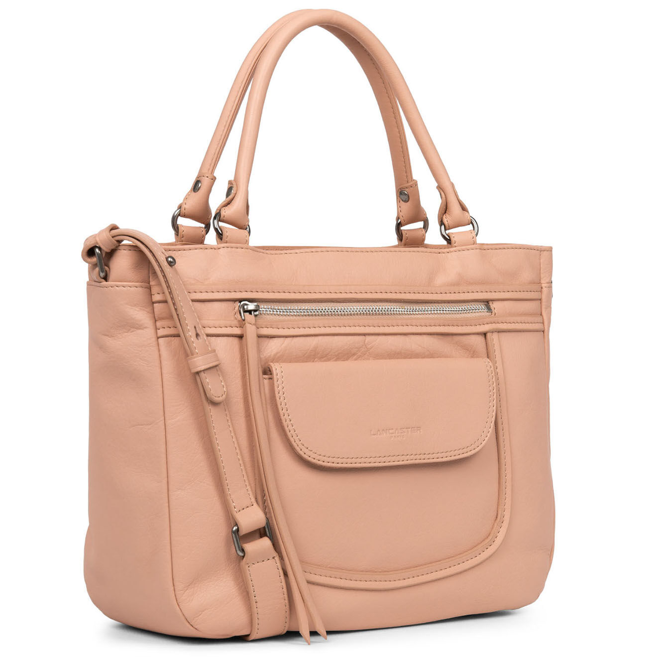 Lancaster Sac à main en Cuir Soft Vintage nude rose - 32x26x12 cm