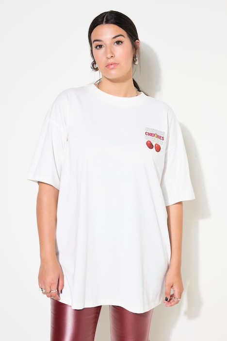 T-Shirt, oversized, Cherries-Print auf dem Rücken