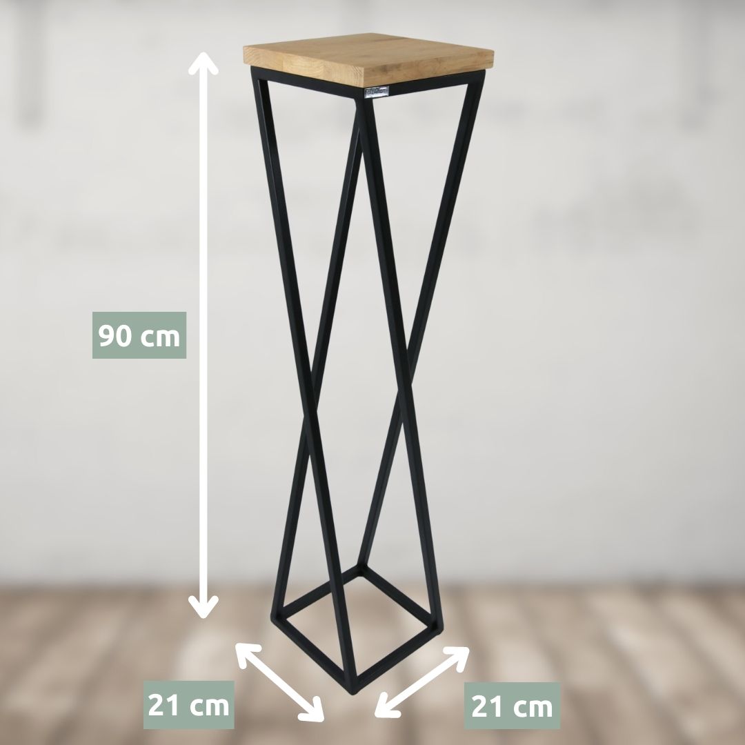 holz4home® Dekoständer aus Eiche | Gedrehte Streben-Variante in hellgrau geölt | 50 cm