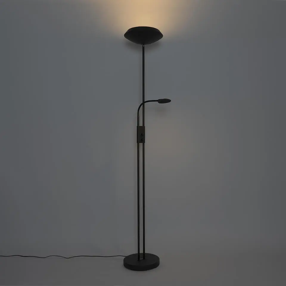Qazqa vloerlampen fez zwart geïntegreerde led