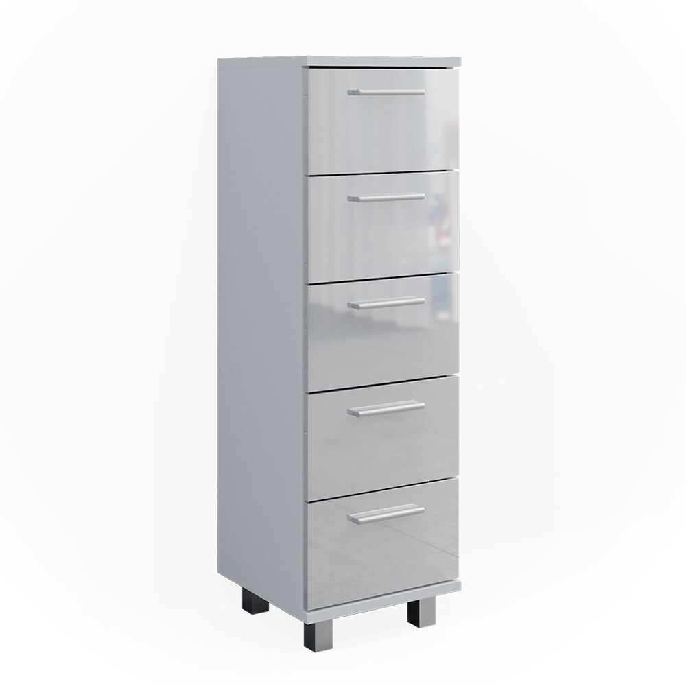 Vicco Midischrank Badschrank Badezimmermöbel Ilias Weiß Hochglanz modern 30x95cm Badezimmer Schrank Badmöbel Badezimmerkommode Badkommode Schrankschublade Ablage Aufbewahrung