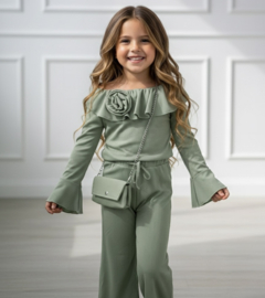 Rosette Off-Shoulder Lounge Set - groen (verzenddatum 2 mrt)
